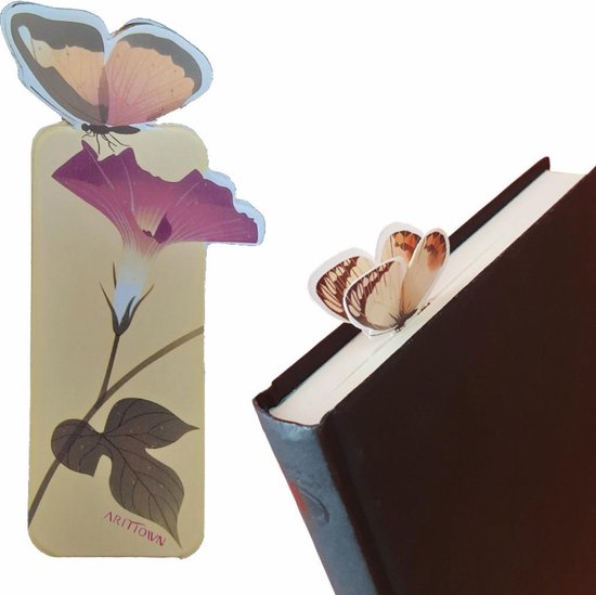 Boekenlegger Vlinder & Bloem – Bladwijzer - Bookmark – Kaartje – Iris - Kleine Cadeautjes