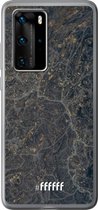 Huawei P40 Pro Hoesje Transparant TPU Case - Golden Glitter Marble #ffffff