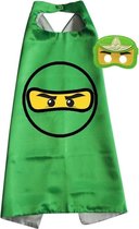 Ninjago Verkleedpak jongen - Ninja Kostuum - Cape en Masker - Carnavalskleding Kind - Groen