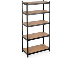 stellingkast - 875 kg - staal - 180x90x45 cm - 5 etages - steeksysteem - zwart