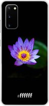 Samsung Galaxy S20 Hoesje Transparant TPU Case - Purple flower in the dark #ffffff