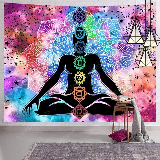 Ulticool - Chakra Healing Aura Spiritualité Mandala - Tapisserie - 200x150 cm - Groot tapisserie - Affiche