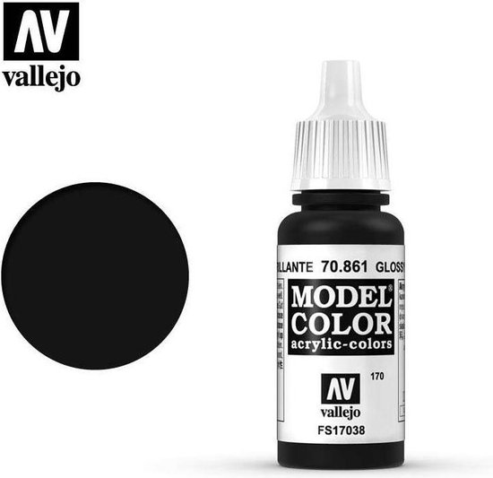 Vallejo 70861 Model Color Glossy Black Acryl Verf flesje |