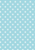 Blauw Cadeaupapier met Witte Sterren- Breedte 70 cm - 200m lang