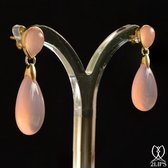 2LIPS roze Chalcedoon oorhangers