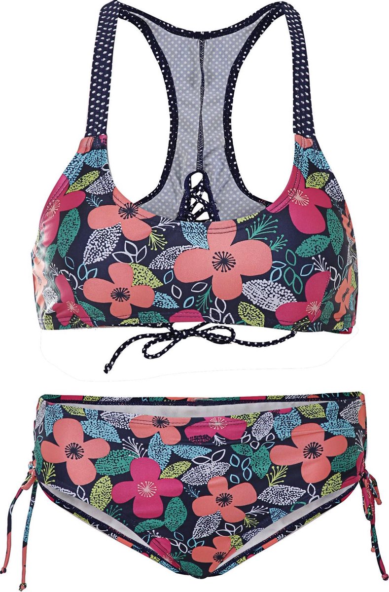 La V Bikini met gevlochten detail- Tropical flowers 164-170 Multi color