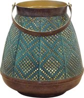 Lantaarn Fez groen-goud (21x19cm)