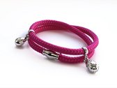 NIEUW - Jolla - dames wikkelarmband - zilver - touw - bedels -  Charm Rope - Fuchsia