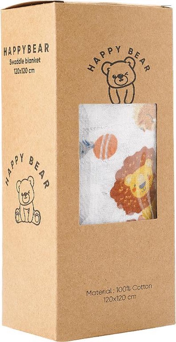 HappyBear - Hydrofiele swaddle doek - Circus - 120cm x 120cm - Inbakerdoek van Merkloos — afbeelding 3