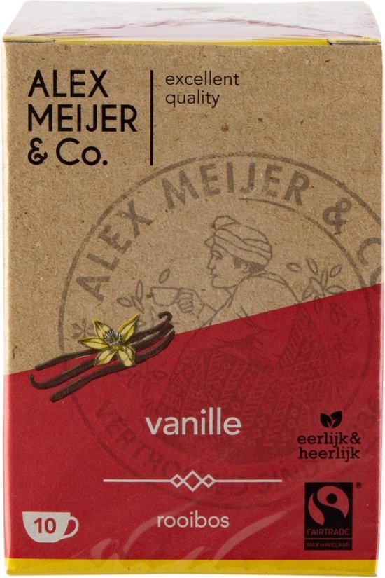 Rooibos Vanille Thee Grote Verpakking 60 zakjes 1,5 gram Alex Meijer Fair  Trade | bol.com