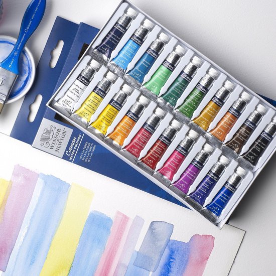 Winsor & Newton 0390665 Cotman Aquarelverf Set – Beginners Set 20 x 5 ml – Essentiële Waterverfkleuren met Hoge Kwaliteit Pigmenten