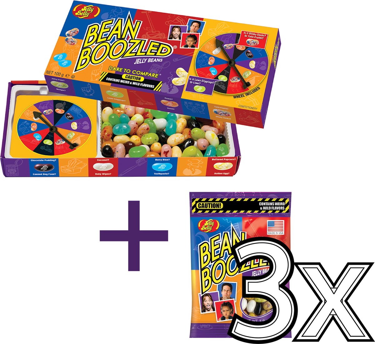 Combideal: Bean Boozled 100g + 3x zakje 54g - Snoepspel - Vieze snoepjes