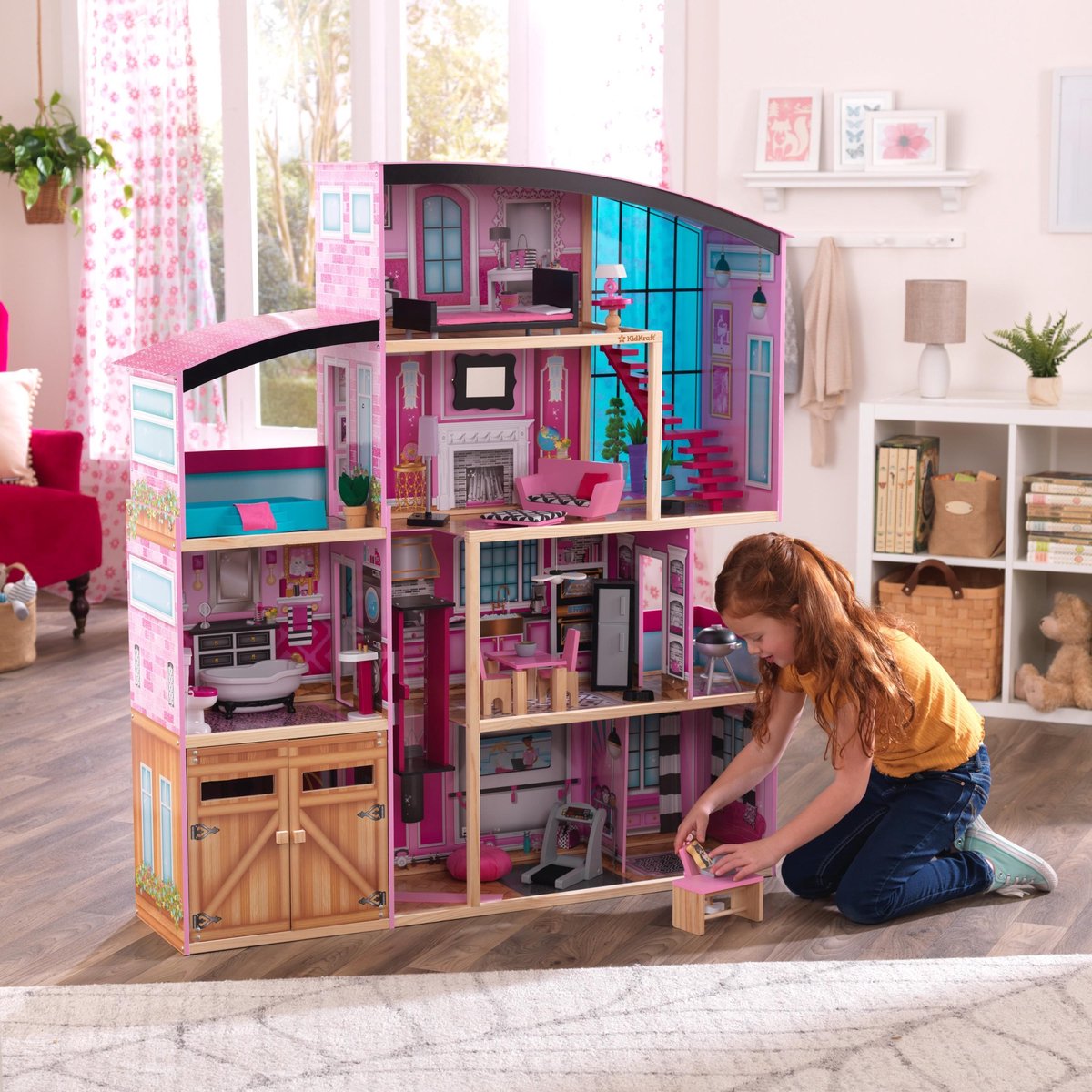 KidKraft Shimmer Mansion Houten Poppenhuis voor 30-cm poppen met licht en  geluid en... | bol.com