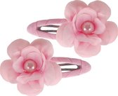 Haarclipjes roze bloemetje met pareltje