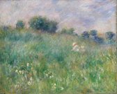 Kunst: Meadow (La Prairie), c. 1880  van Pierre-Auguste Renoir. Schilderij op aluminium, formaat is  75x100 CM