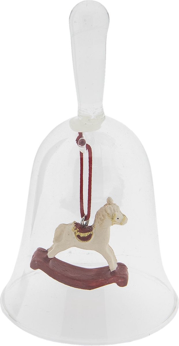 Clayre & Eef Kerstdecoratie Beeld Ø 7*13 cm Meerkleurig Kunststof Schommelpaard Decoratief Figuur Decoratieve Accessoires Woonaccessoires