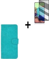Samsung Galaxy A72 Hoesje - Samsung Galaxy A72 Privacy Screenprotector - Samsung A72 Hoes Wallet Bookcase Turquoise + Privacy Screenprotector