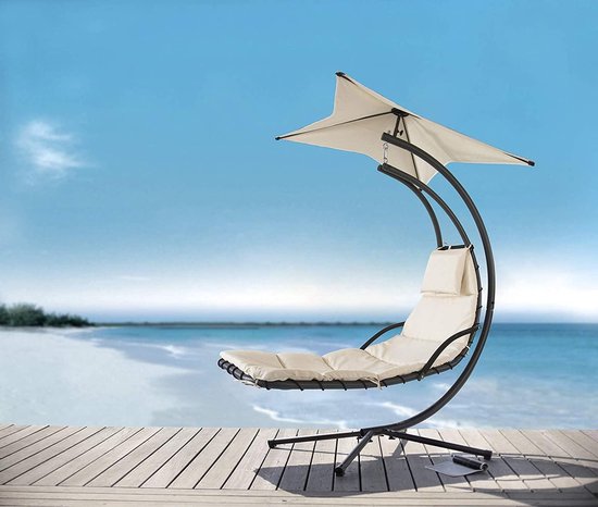 Kan niet lezen of schrijven waarschijnlijkheid De layout Ligbed met parasol Zonneluifel Hangstoel Zweefstoel Modern Lounge  Draagvermogen 120kg... | bol.com
