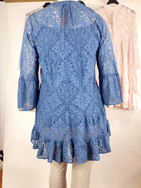 prachtig zomerse kanten jurk maat 42-44 xl/xxl met spaghetti band hemdjes  blauw | bol.com