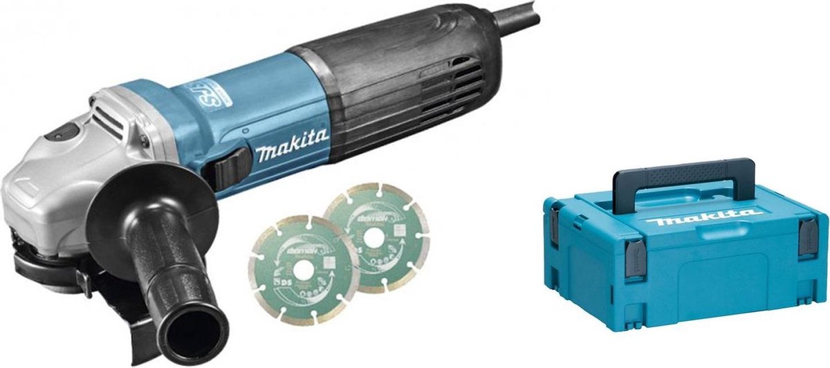 Makita GA5040RKDJ Haakse slijper in Mbox + 2x Diamantschijf - 1100W - 125mm  | bol.com