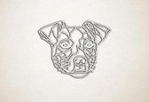 Line Art - Hond - Jack Russel - M - 60x77cm - EssenhoutWit - geometrische wanddecoratie