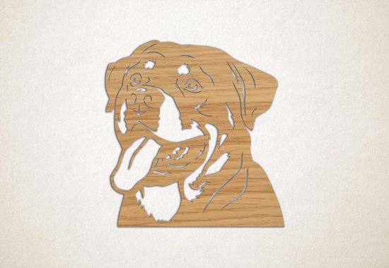 Wanddecoratie - Hond - Rottweiler 13 - M - 63x60cm - Eiken - muurdecoratie - Line Art