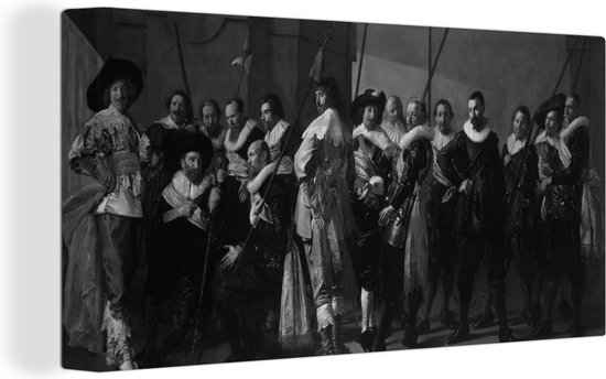 Canvas Schilderij De magere compagnie - Frans Hals - 80x40 cm - Wanddecoratie