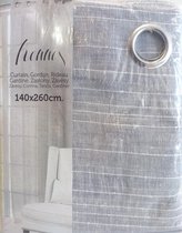 Gordijnen-Kant en klaar- met 8 ringen grijs met krijtstreep 140x260cm polyester