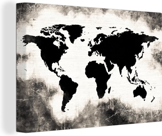 murando Schilderij op Vlies Canvas Wereldkaart 120x80 cm Print Wandschilderij 3 delen Foto Grafiek Fotografie Wanddecor Abstract zilver kleurrijk Textuur k A 0472 b e