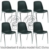 King of Chairs -set van 6- model KoC Elvira antraciet met verchroomd onderstel. kantinestoel stapelstoel kuipstoel vergaderstoel tuinstoel kantine stapel stoel kantinestoelen stape