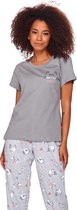 Doctor Nap Pyjama Dames Volwassenen | Korte Mouw Lange Broek | Pyama Dames Volwassenen | Kitty Grey Lang PM.4120 L