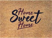 Deurmat - Droogloopmat - Faux Coco Look - met tekst Home Sweet Home - 55 x 75 cm - Wasmachine Wasbaar