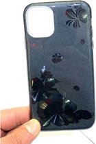Apple iPhone 11 Hoesje Zwart Glitters Stevige Siliconen TPU Case BlingBling met 2x gratis Tempered glass Screenprotector