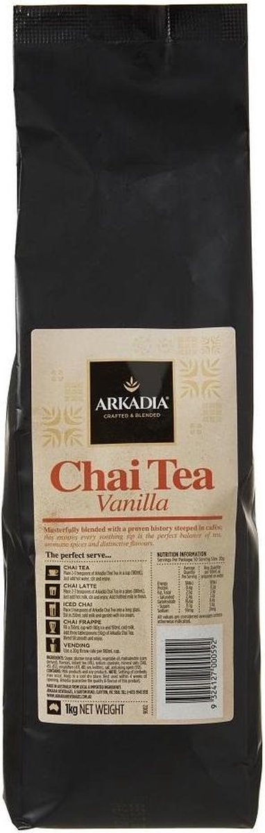 Arkadia Chai Latte Tea Vanille (Vanille) 1Kg Boisson De Café En Poudre |  Bol.com