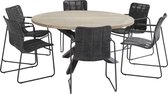 Palma Louvre dining tuinset 160 cm rond 7 delig antraciet Taste 4SO