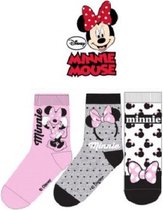 Minnie Mouse | 3 Paar | Roze | Grijs | Wit | Maat 23-26