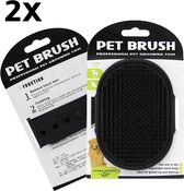 2x Kattenborstel - Hondenborstel - Vacht Verzorgingsborstelset voor Hond en Kat - Zwart - Huisdier Haarborstel
