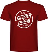 T-Shirt - Casual T-Shirt - Fun T-Shirt - Fun Tekst - Lifestyle T-Shirt - Mood - Papa - Vaderdag - Mijn Super Papa Fixt Alles! - Burgundy - L