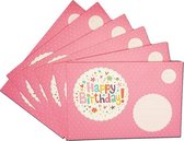 Happy Birthday - Mooie luxe set van 6 stuks briefpapier - notitiekaartjes - notecards