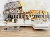 Professioneel Fotobehang Rome Colosseum - oranje geel - Sticky Decoration - fotobehang - decoratie - woonaccessoires - inclusief gratis hobbymesje - 325 cm breed x 220 cm hoog - in 7 verschil