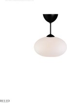 Bullo plafondlamp H 320mm mat zwart - opaal glas