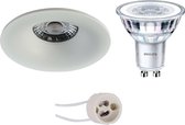 PHILIPS - LED Spot Set - CorePro 830 36D - Proma Nora Pro - GU10 Fitting - Dimbaar - Inbouw Rond - Mat Wit - 4W - Warm Wit 3000K - Ø82mm