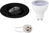 LED Spot Set - Proma Alpin Pro - GU10 Fitting - Dimbaar - Inbouw Rond - Mat Zwart - 6W - Helder/Koud Wit 6400K - Kantelbaar Ø92mm