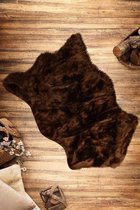 Nerge.be | Plush Brown 60x90 cm | Decoratie Vloerkleed  | Wasbaar in de machine | Antislip