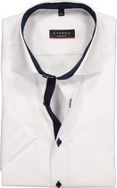 ETERNA modern fit overhemd - korte mouw - heren overhemd fijn Oxford - wit (blauw gestipt contrast) - Strijkvrij - Boordmaat: 43