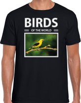 Dieren foto t-shirt Wielewaal - zwart - heren - birds of the world - cadeau shirt Wielewaal vogels liefhebber L