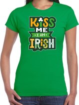 St. Patricks day t-shirt groen voor dames - Kiss me im Irish - Ierse feest kleding / outfit / kostuum XS