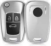 kwmobile autosleutel hoesje compatibel met Opel 3-knops inklapbare autosleutel - autosleutel behuizing in hoogglans zilver