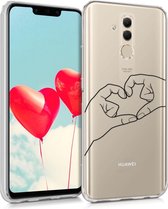 kwmobile telefoonhoesje voor Huawei Mate 20 Lite - Hoesje voor smartphone in zwart / transparant - Handgebaar Hartje design