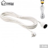 Urban Living witte verlengkabel - 5meter - wit verlengsnoer